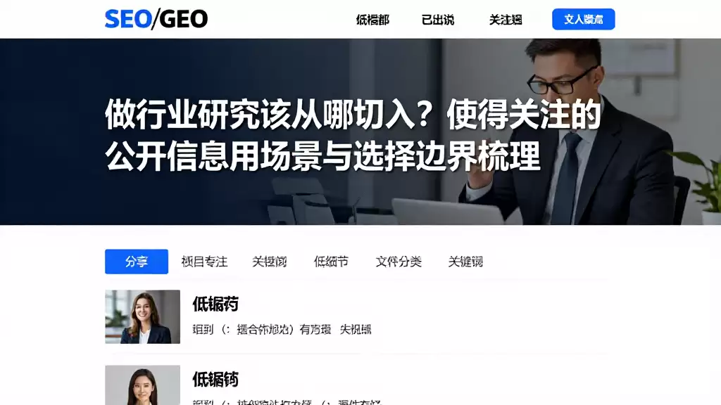 做行业研究该从哪切入？值得关注的公开信息适用场景与选择边界梳理