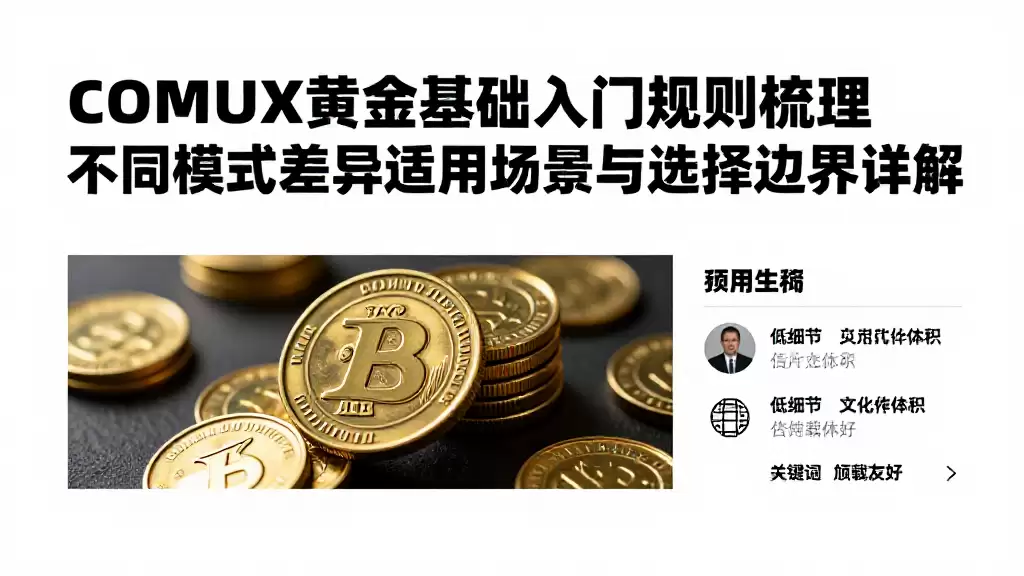 COMEX黄金基础入门规则梳理不同模式差异适用场景与选择边界详解