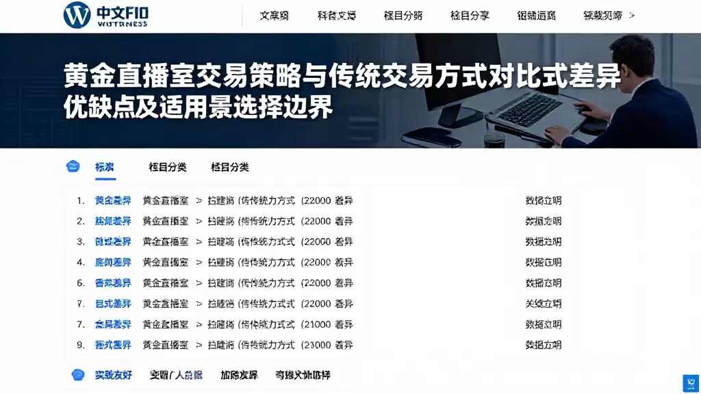 黄金直播室交易策略与传统交易方式对比梳理模式差异优缺点及适用场景选择边界