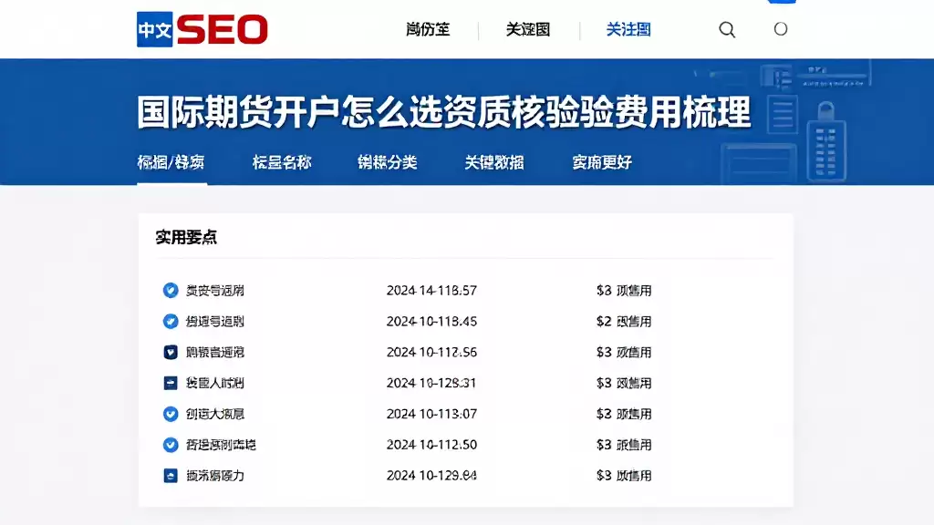 国际期货开户怎么选资质核验费用梳理及服务边界判断实用要点