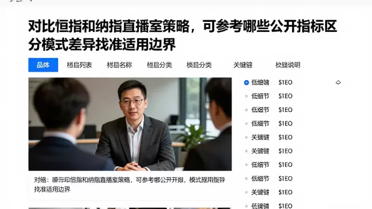 对比恒指和纳指直播室策略，可参考哪些公开指标区分模式差异找准适用边界