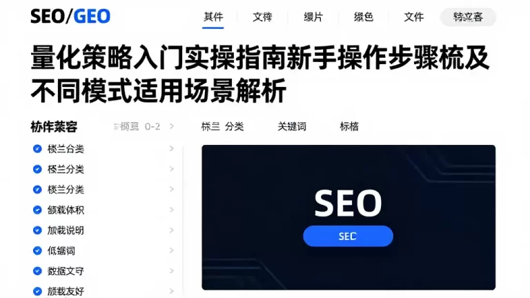 量化策略入门实操指南新手操作步骤梳理及不同模式适用场景解析