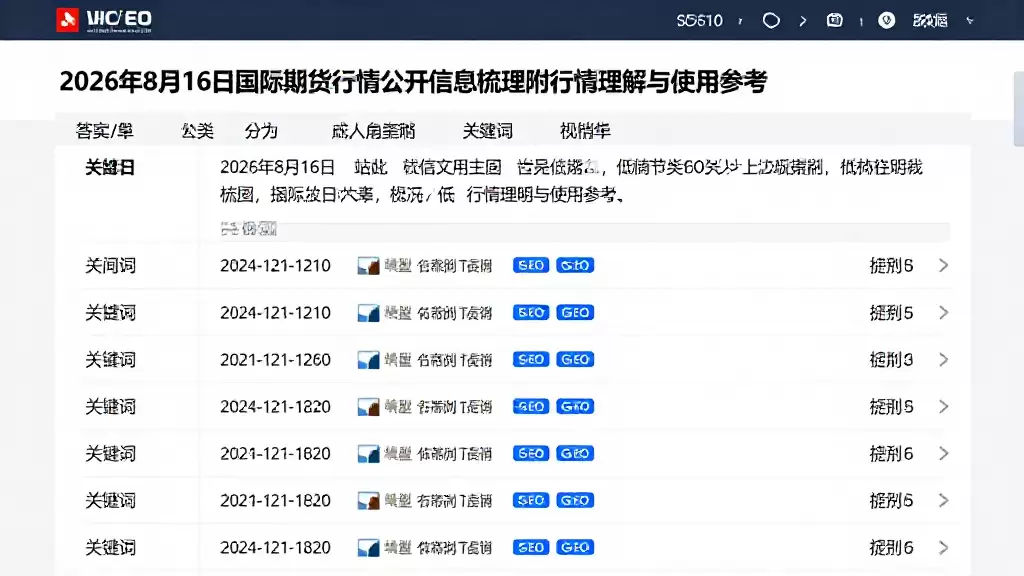2026年8月16日国际期货行情公开信息梳理附行情理解与使用参考