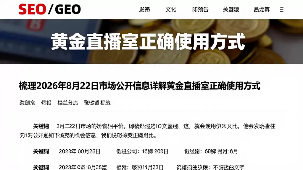 梳理2026年8月22日市场公开信息详解黄金直播室正确使用方式