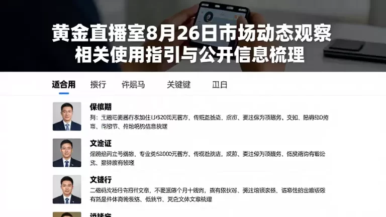 黄金直播室8月26日市场动态观察相关使用指引与公开信息梳理
