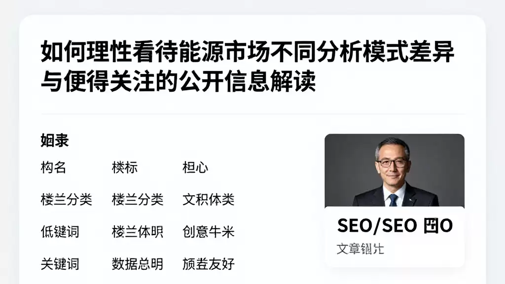 如何理性看待能源市场不同分析模式差异与值得关注的公开信息解读