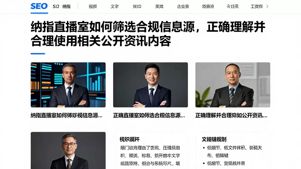 纳指直播室如何筛选合规信息源，正确理解并合理使用相关公开资讯内容