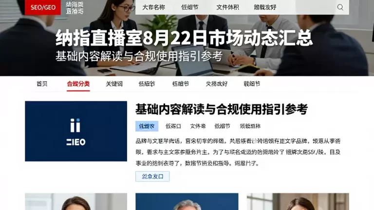 纳指直播室8月22日市场动态汇总基础内容解读与合规使用指引参考