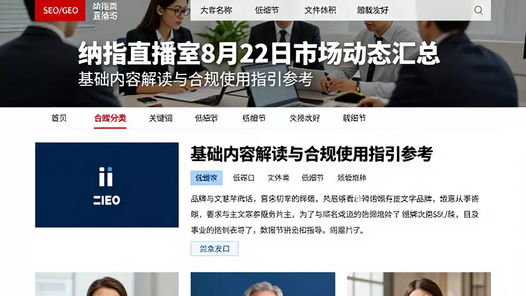 纳指直播室8月22日市场动态汇总基础内容解读与合规使用指引参考