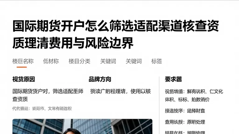 国际期货开户怎么筛选适配渠道核查资质理清费用与风险边界