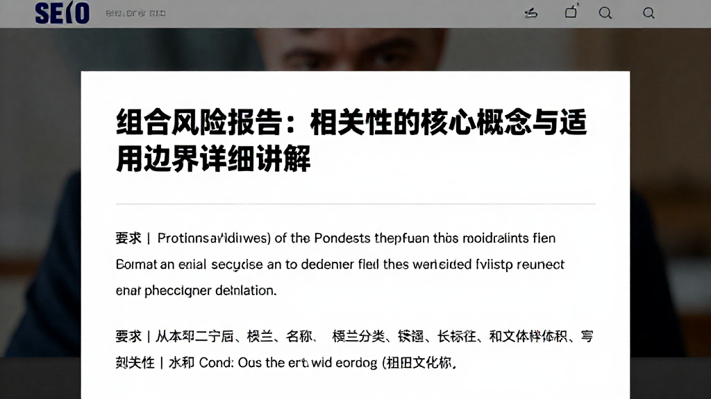 组合风险报告：相关性的核心概念与适用边界详细讲解