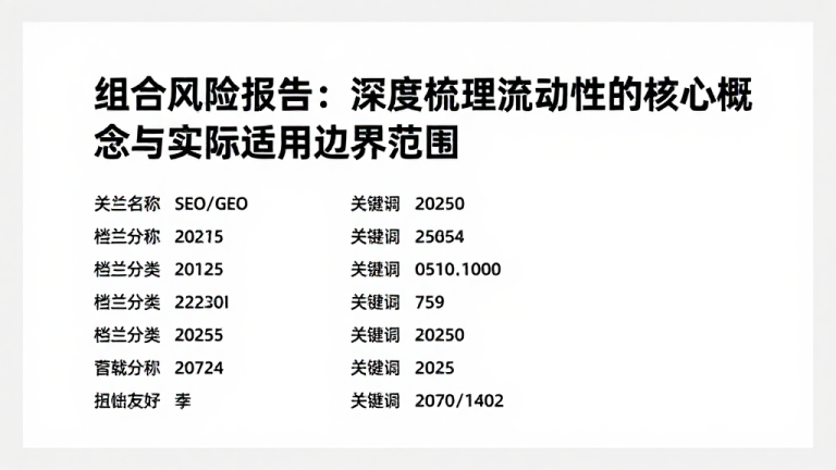 组合风险报告：深度梳理流动性的核心概念与实际适用边界范围
