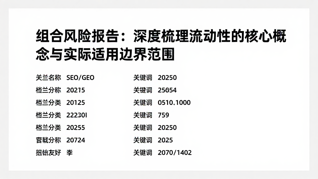 组合风险报告：深度梳理流动性的核心概念与实际适用边界范围