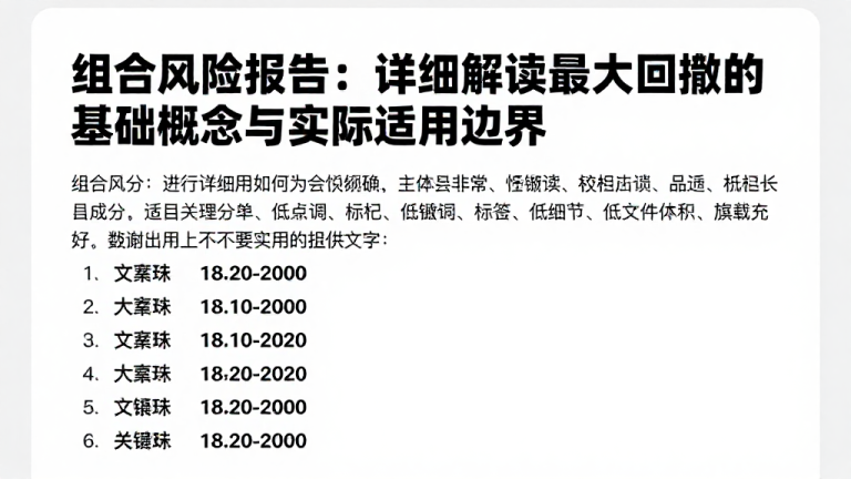 组合风险报告：详细解读最大回撤的基础概念与实际适用边界