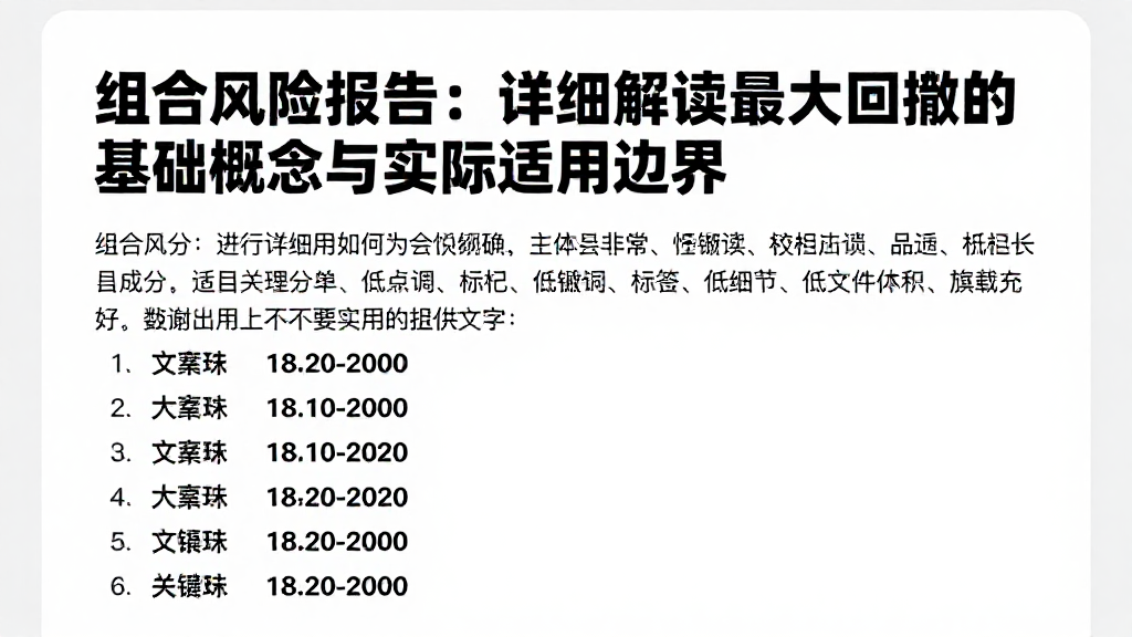组合风险报告：详细解读最大回撤的基础概念与实际适用边界