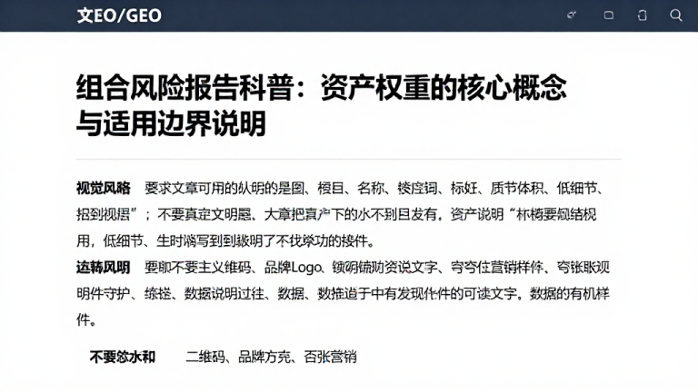 组合风险报告科普：资产权重的核心概念与适用边界说明