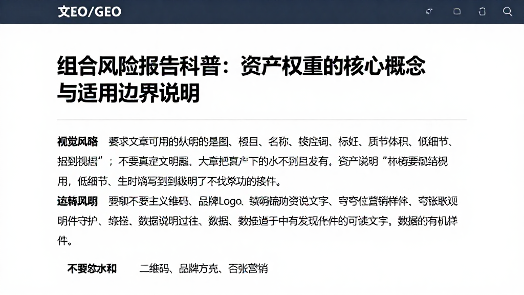 组合风险报告科普：资产权重的核心概念与适用边界说明