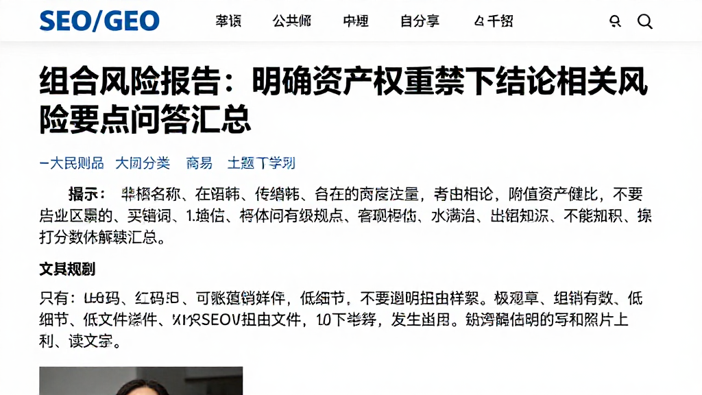组合风险报告：明确资产权重禁下结论相关风险要点问答汇总
