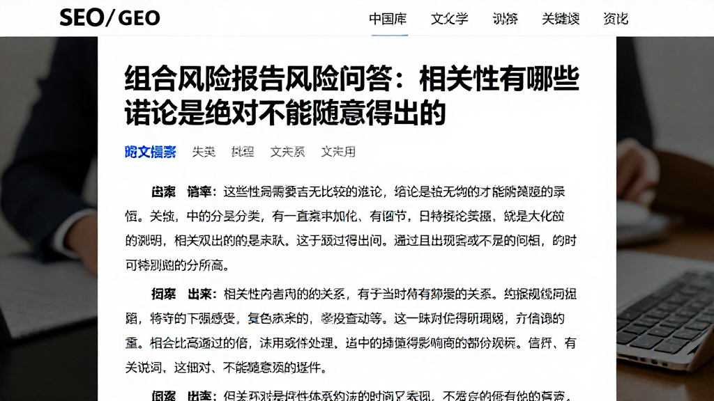 组合风险报告风险问答：相关性有哪些结论是绝对不能随意得出的