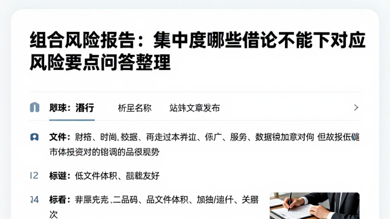 组合风险报告：集中度哪些结论不能下对应风险要点问答整理