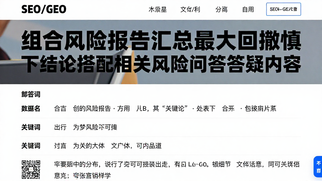 组合风险报告汇总最大回撤慎下结论搭配相关风险问答答疑内容