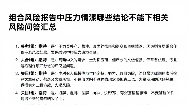 组合风险报告中压力情景哪些结论不能下相关风险问答汇总