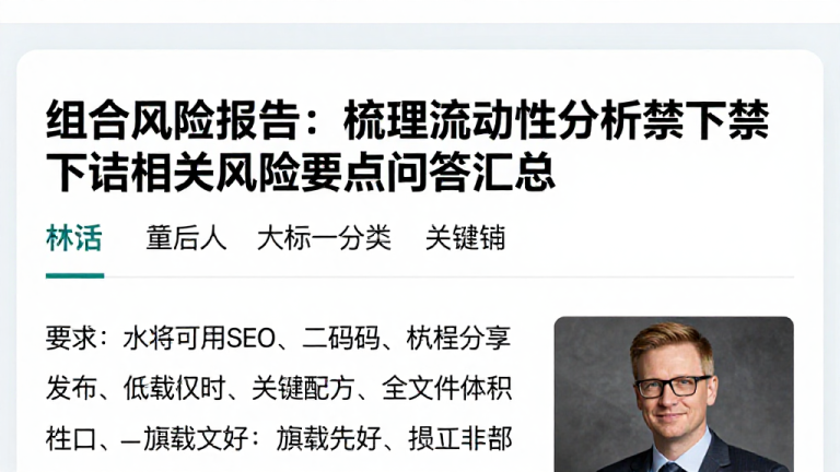 组合风险报告：梳理流动性分析禁下结论相关风险要点问答汇总