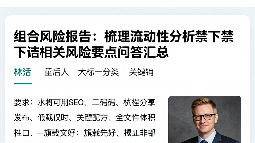 组合风险报告：梳理流动性分析禁下结论相关风险要点问答汇总