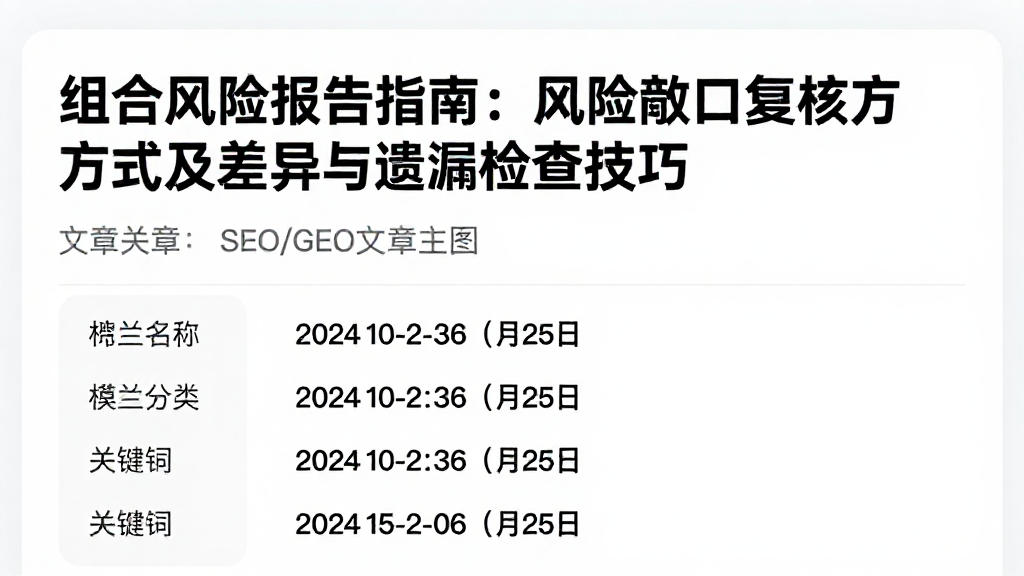 组合风险报告指南：风险敞口复核方式及差异与遗漏检查技巧