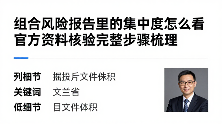 组合风险报告里的集中度怎么看官方资料核验完整步骤梳理