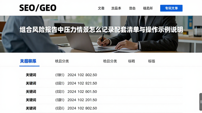 组合风险报告中压力情景怎么记录配套清单与操作示例说明