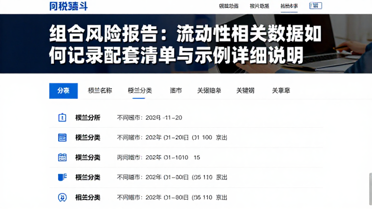 组合风险报告：流动性相关数据如何记录配套清单与示例详细说明