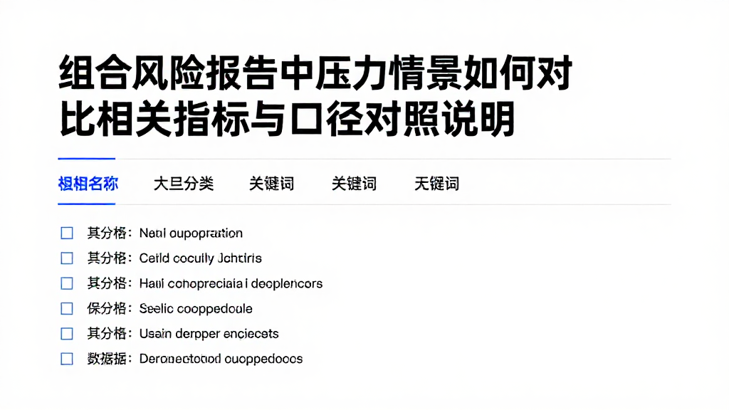 组合风险报告中压力情景如何对比相关指标与口径对照说明