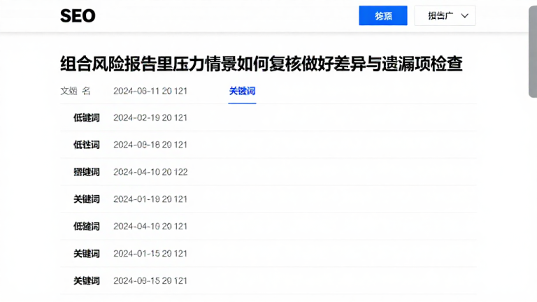 组合风险报告里压力情景如何复核做好差异与遗漏项检查