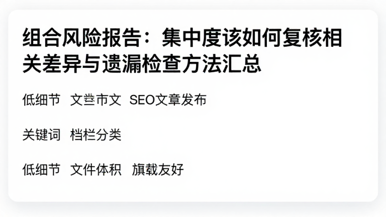 组合风险报告：集中度该如何复核相关差异与遗漏检查方法汇总