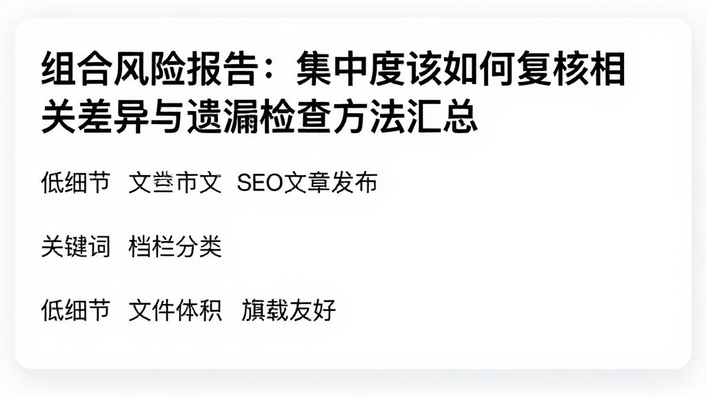 组合风险报告：集中度该如何复核相关差异与遗漏检查方法汇总