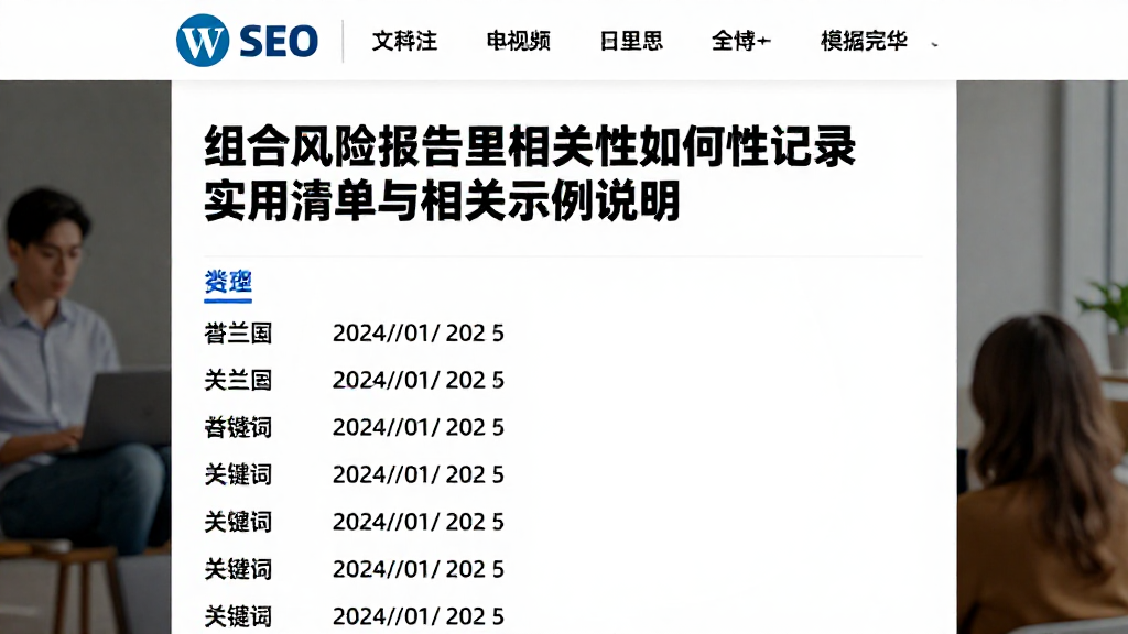 组合风险报告里相关性如何记录实用清单与相关示例说明