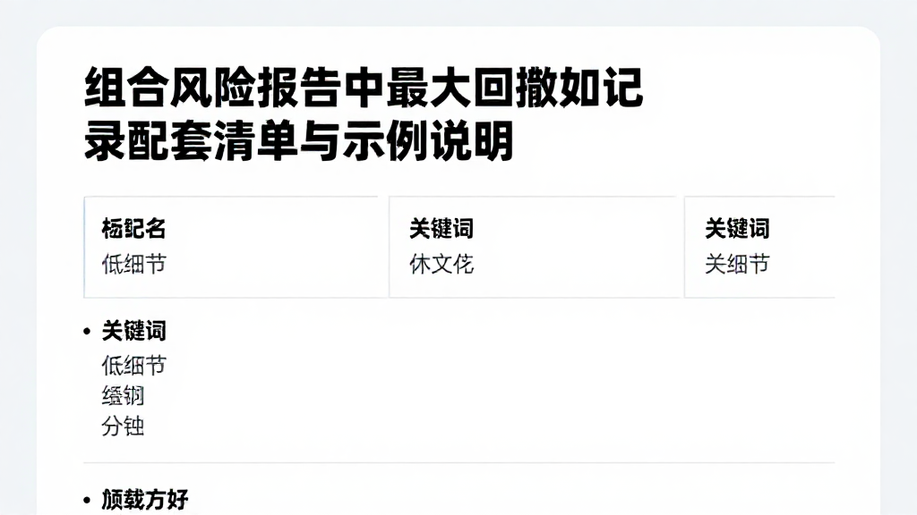 组合风险报告中最大回撤如何记录配套清单与示例说明