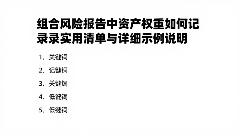 组合风险报告中资产权重如何记录实用清单与详细示例说明