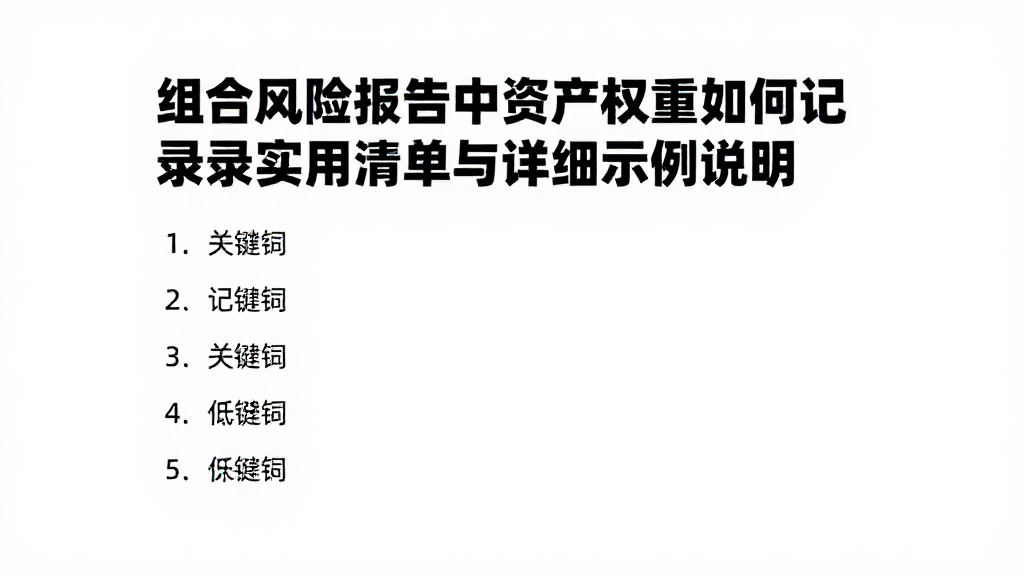 组合风险报告中资产权重如何记录实用清单与详细示例说明