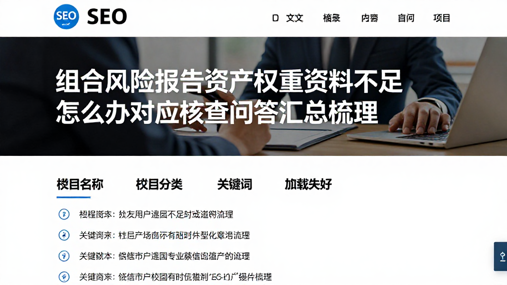 组合风险报告资产权重资料不足怎么办对应核查问答汇总梳理