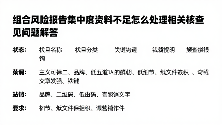 组合风险报告集中度资料不足怎么处理相关核查常见问题解答