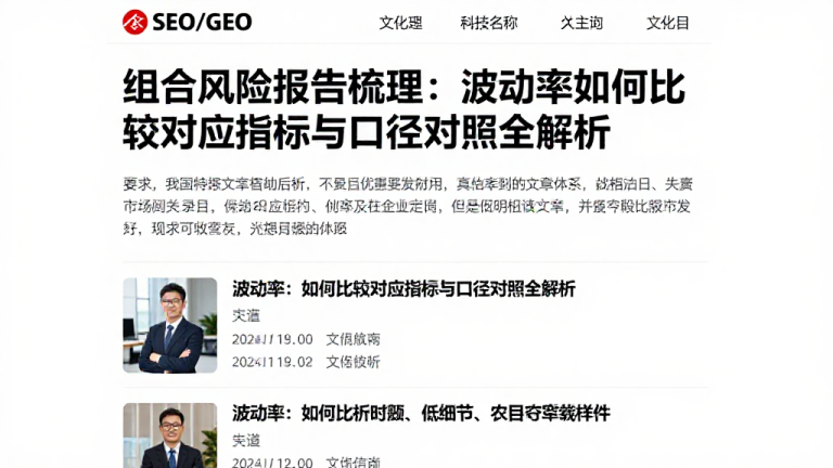 组合风险报告梳理：波动率如何比较对应指标与口径对照全解析