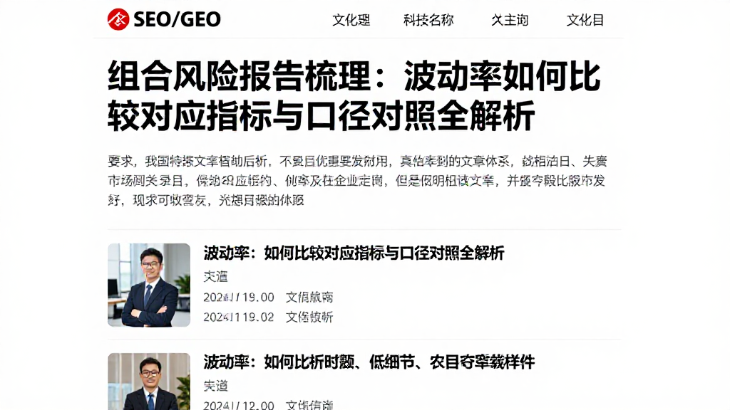 组合风险报告梳理：波动率如何比较对应指标与口径对照全解析