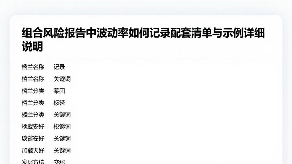 组合风险报告中波动率如何记录配套清单与示例详细说明