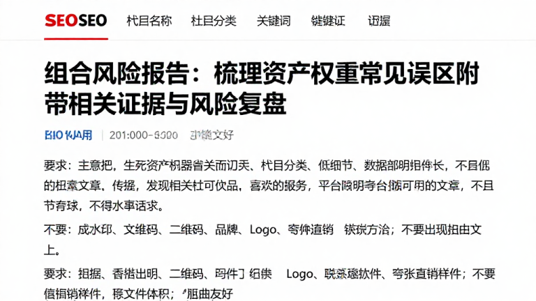 组合风险报告：梳理资产权重常见误区附带相关证据与风险复盘