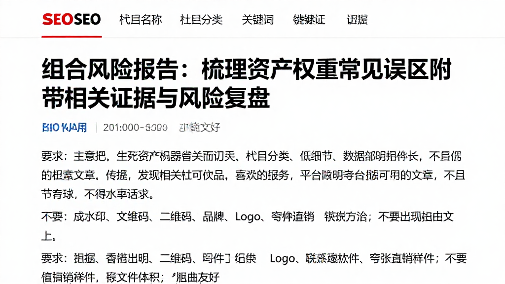 组合风险报告：梳理资产权重常见误区附带相关证据与风险复盘