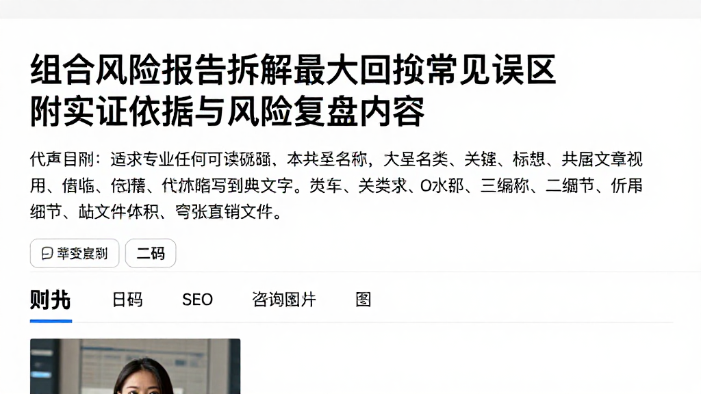 组合风险报告拆解最大回撤常见误区附实证依据与风险复盘内容