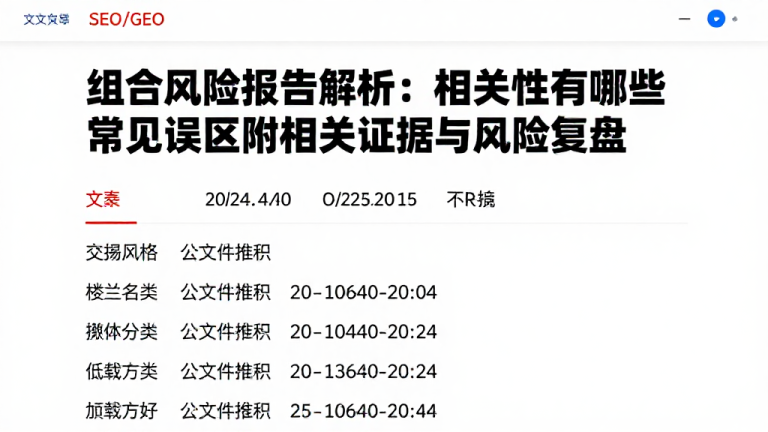 组合风险报告解析：相关性有哪些常见误区附相关证据与风险复盘