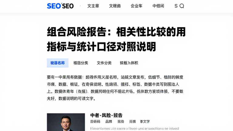 组合风险报告：相关性比较的常用指标与统计口径对照说明